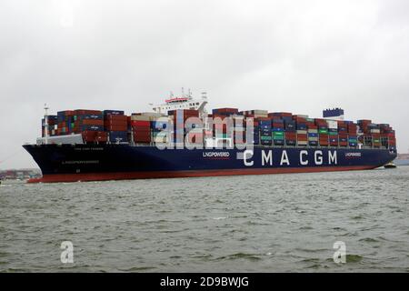 CMA CGM TENERE LNG A QUITTÉ SOUTHAMPTON. Banque D'Images