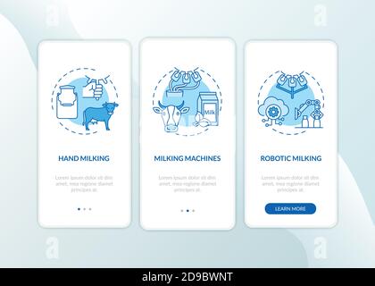 Écran de la page d'application mobile d'intégration de vache bleu avec des concepts Illustration de Vecteur