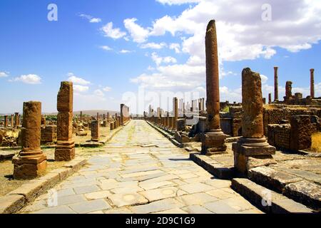 L'ancien site romain de Timgad près de Batna, en Algérie Banque D'Images