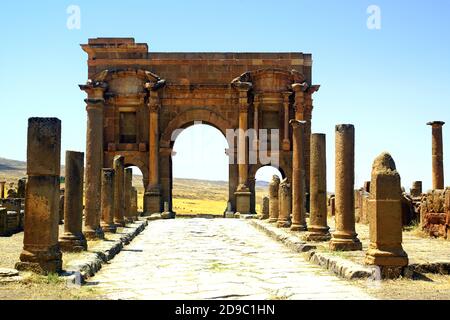 L'ancien site romain de Timgad près de Batna, en Algérie Banque D'Images