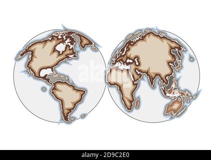 illustration vectorielle abstraite de la carte du monde isolée sur blanc Illustration de Vecteur
