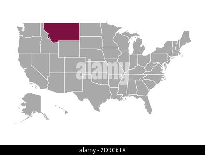 Carte du Montana par rapport aux autres États-Unis d'Amérique Banque D'Images