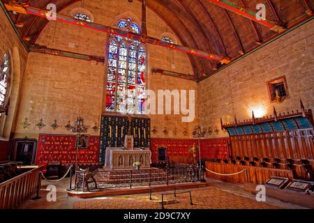 La chapelle de la 'Salle des Povres' à l'Hôtel-Dieu, à l'Hospice de Beaune, Beaune en Bourgogne, en France. Banque D'Images