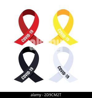 Ruban de sensibilisation au coronavirus isolé sur fond blanc. Illustration de Vecteur