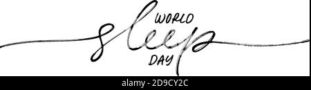 World Sleep Day vecteur calligraphie avec swooshes. Illustration de Vecteur