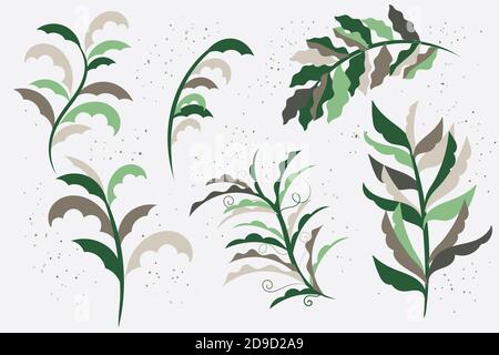 branches vectorielles pour un design aux couleurs tendance. Illustration de Vecteur