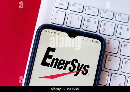 Brésil. 4 juillet 2020. Sur cette photo, le logo EnerSys est affiché sur un téléphone intelligent. Credit: Rafael Henrique/SOPA Images/ZUMA Wire/Alamy Live News Banque D'Images