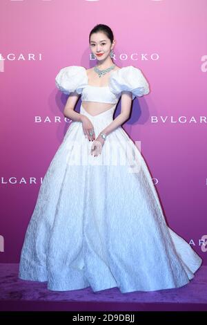 L'actrice chinoise Song Yi participe à une activité de la marque de luxe BVLGARI à Beijing, en Chine, le 12 octobre 2020. Banque D'Images