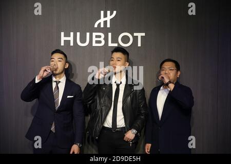 OHO ou, acteur et chanteur chinois, se présente à une activité pour la célébration du 40e anniversaire de la marque de montres Hublot dans la ville de Shenyang, au nord-est de C Banque D'Images