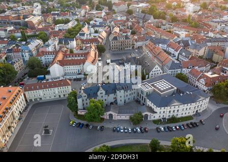 Vue aérienne de la place de la démocratie à Weimar Banque D'Images