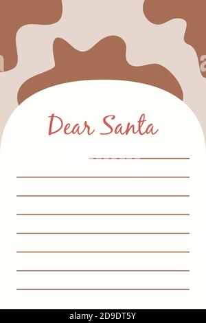Cher Santa Noël papeterie modèle lettre papier note avec fond de boeuf de vache. Illustration vectorielle Illustration de Vecteur