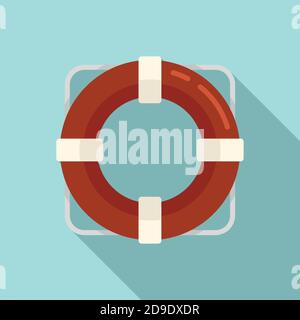 Icône de la bouée de sauvetage de croisière, style plat Illustration de Vecteur