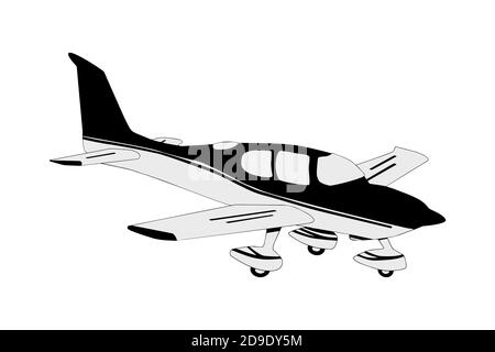 Petite icône d'avion, logo ou signe isolé sur blanc.avion personnel. Avion d'aviation civile.École d'avions légers.tours aériens vehicle.Commercial vols Illustration de Vecteur