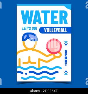 Water Volleyball Creative Promo bannière Vector Illustration de Vecteur