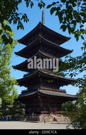 La pagode à cinq étages du temple Toji à Kyoto, au Japon. Située à une hauteur de 55 mètres, elle est la plus haute pagode du Japon. Banque D'Images