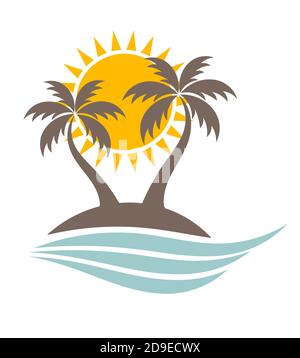 Palmiers sur l'île de l'océan. Vector illustration Illustration de Vecteur