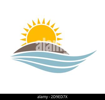 Coucher de soleil sur l'île. Illustration vectorielle Illustration de Vecteur