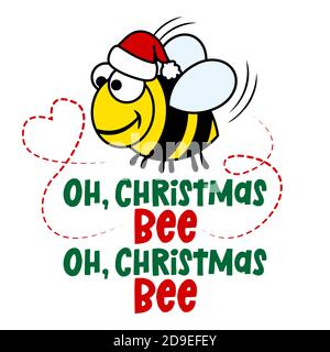 Oh Christmas Bee (Oh Christmas Tree) - chant miel Bee. Lettrage dessiné à  la main pour cartes de voeux de Noël, invitations. Idéal pour les t-shirts,  les tasses et les rebuts Image