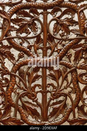 Détails d'un art de sculpture en bois fin un art et un artisanat islamique Banque D'Images