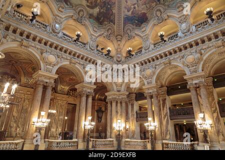 Paris, France, mars 31 2017 : vue intérieure de l'Opéra National de Paris Garnier, France. Il a été construit de 1861 à 1875 pour l'Opéra de Paris Banque D'Images