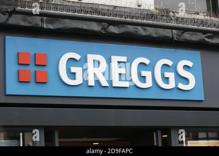 Panneau Greggs, Kingston upon Thames, Surrey Banque D'Images