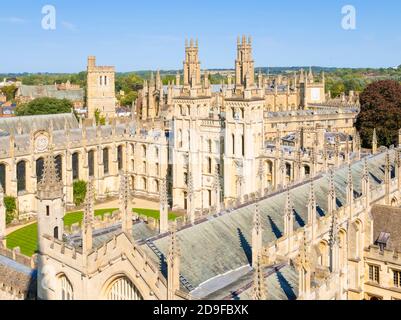 Vue aérienne de All Souls College Oxford Oxford Oxfordshire Angleterre Royaume-Uni GB Europe Banque D'Images