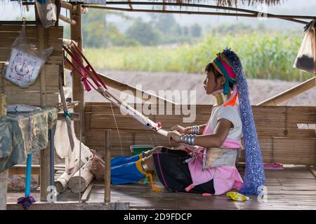 Chiang mai - Thaïlande femme Karen à long cou dans une tribu près de Chiang mai dans le nord de la Thaïlande Banque D'Images