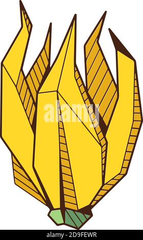 Bouton de fleur géométrique, dessin à la main coloré, dessin de la ligne de bouton Ylang-ilang Illustration de Vecteur