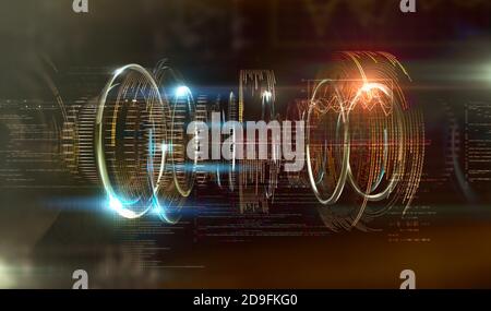 Design futuriste et moderne du prototype.Code et chiffres pour le calcul et la communication quantique concept. Technologie et ingénierie résumé. Banque D'Images