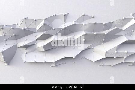 Résumé de la technologie et de la science. Maillage ou filet avec lignes et formes géométriques détaillées.Illustration 3d.informatique et science du nuage. Banque D'Images