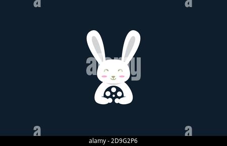 animaux de compagnie lapin avec film joli logo vecteur icône Illustration de Vecteur