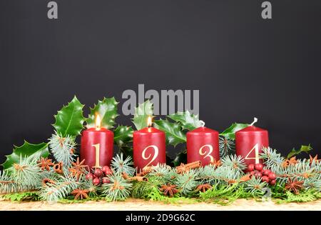 bougies pour l'avent et noël Banque D'Images