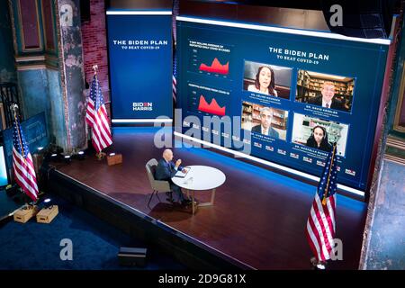 WILMINGTON, DE, États-Unis - 28 octobre 2020 - Joe Biden, candidat démocrate à la présidence des États-Unis, lors d'un briefing de la COVID-19 à Wilmington, au Delaware, aux États-Unis, au cours du Banque D'Images