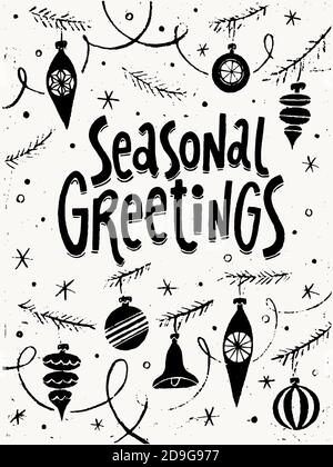 Affiche vectorielle de Noël avec symboles et lettres d'hiver Illustration de Vecteur