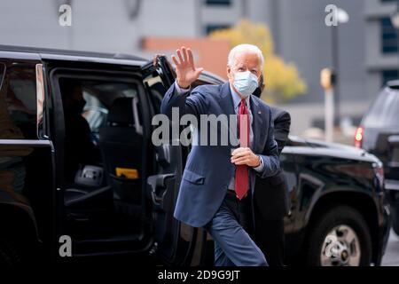 WILMINGTON, DE, États-Unis - 28 octobre 2020 - Joe Biden, candidat démocrate à la présidence des États-Unis, lors d'un briefing de la COVID-19 à Wilmington, au Delaware, aux États-Unis, au cours du Banque D'Images