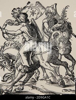 L'ère moderne. Empire ottoman. xvie siècle. Deux cavalryman turcs. Gravure de Jost Amman, XVIe siècle. Banque D'Images