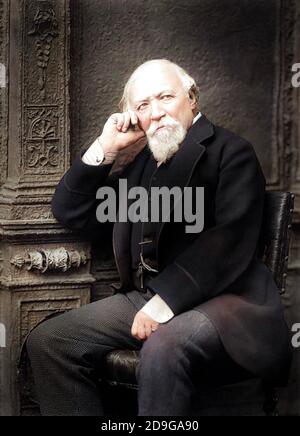 1888 ca., GRANDE-BRETAGNE : le poète et écrivain britannique ROBERT BROWNING ( 1812 - 1889 ) . Marié avec la femme poète Elizabeth Barrett en 1846 . Photo de Herbert Rose Barraud ( 1845 - 1896 ca.). COLORISÉ NUMÉRIQUEMENT .- SCRITTORE - LETTERATURA - LITTÉRATURE - letterato - POETA - POÉSIE - POÉSIE - barba - barbe - portrait - ritrato - homme âgé - uomo vecchio anziano --- Archivio GBB Banque D'Images