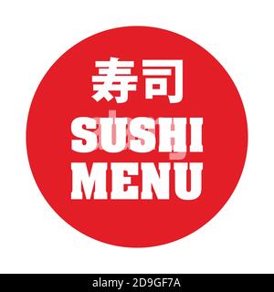 Affiche du menu sushi avec traduction japonaise Illustration de Vecteur