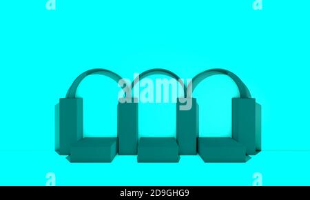 Podium art déco avec arches dans des tons pastel. illustration 3d Banque D'Images