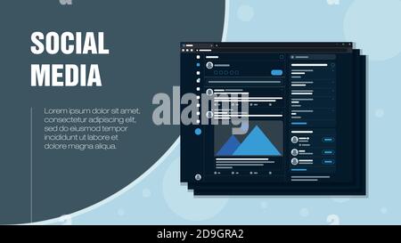 Site Web de médias sociaux pour partager du texte, des photos, des nouvelles et du contenu vidéo Illustration de Vecteur