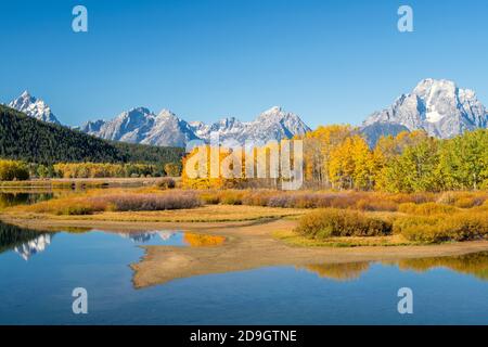 Oxbow Bend at Sunrise, Snake River, Grand Teton National Park, WY, USA, par Dominique Braud/Dembinsky photo Assoc Banque D'Images