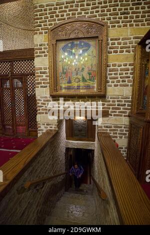 Sous l'église d'Abou Serva se trouve la Sainte famille restée en Égypte Saints Sergius et Église Bacchus, également connue sous le nom d'Abou Serva, à Copt Banque D'Images