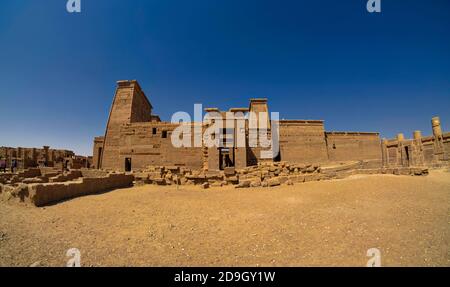 Les travaux de construction dans le Temple d'Isis proprement dit à Philadelphie, maintenant situé sur l'île d'Acilika, est en grande majorité Ptolemaic et fait partie du Ptol Banque D'Images