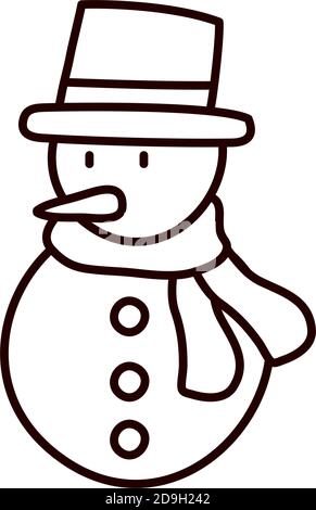 icône représentant un bonhomme de neige sur fond blanc, style de ligne, illustration vectorielle Illustration de Vecteur