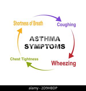 Diagramme des symptômes de l'asthme avec des mots clés. EPS 10 - isolé sur fond blanc Illustration de Vecteur