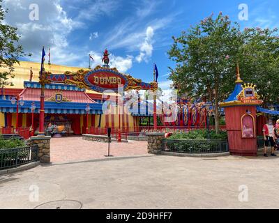 Orlando,FL/USA-7/25/20: The Fantasyland Dumbo The Flying Elephant Ride à Magic Kingdom à Disney World Orlando, Floride. Banque D'Images