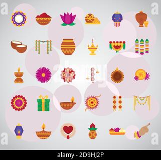 icône rangoli et bhai dooj sur fond gris, design coloré, illustration vectorielle Illustration de Vecteur