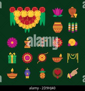 icône diya et bhai dooj sur fond vert, design coloré, illustration vectorielle Illustration de Vecteur