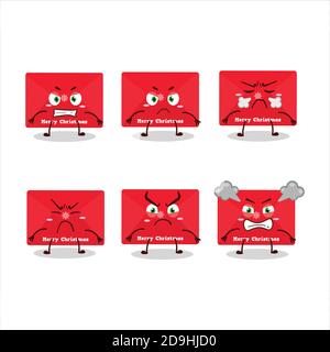 Rouge enveloppes personnage de dessin animé avec diverses expressions de colère Illustration de Vecteur