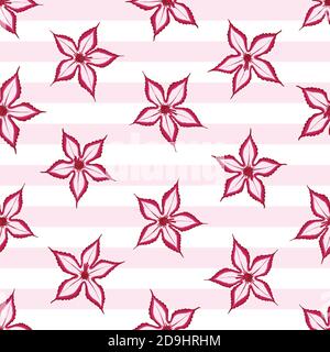 Motif rose sans couture de l'Impala avec arrière-plan rayé. Concept de fleurs sauvages du désert. Motif d'illustration vectoriel pour la surface, le motif de t-shirt, l'impression, la poste Illustration de Vecteur